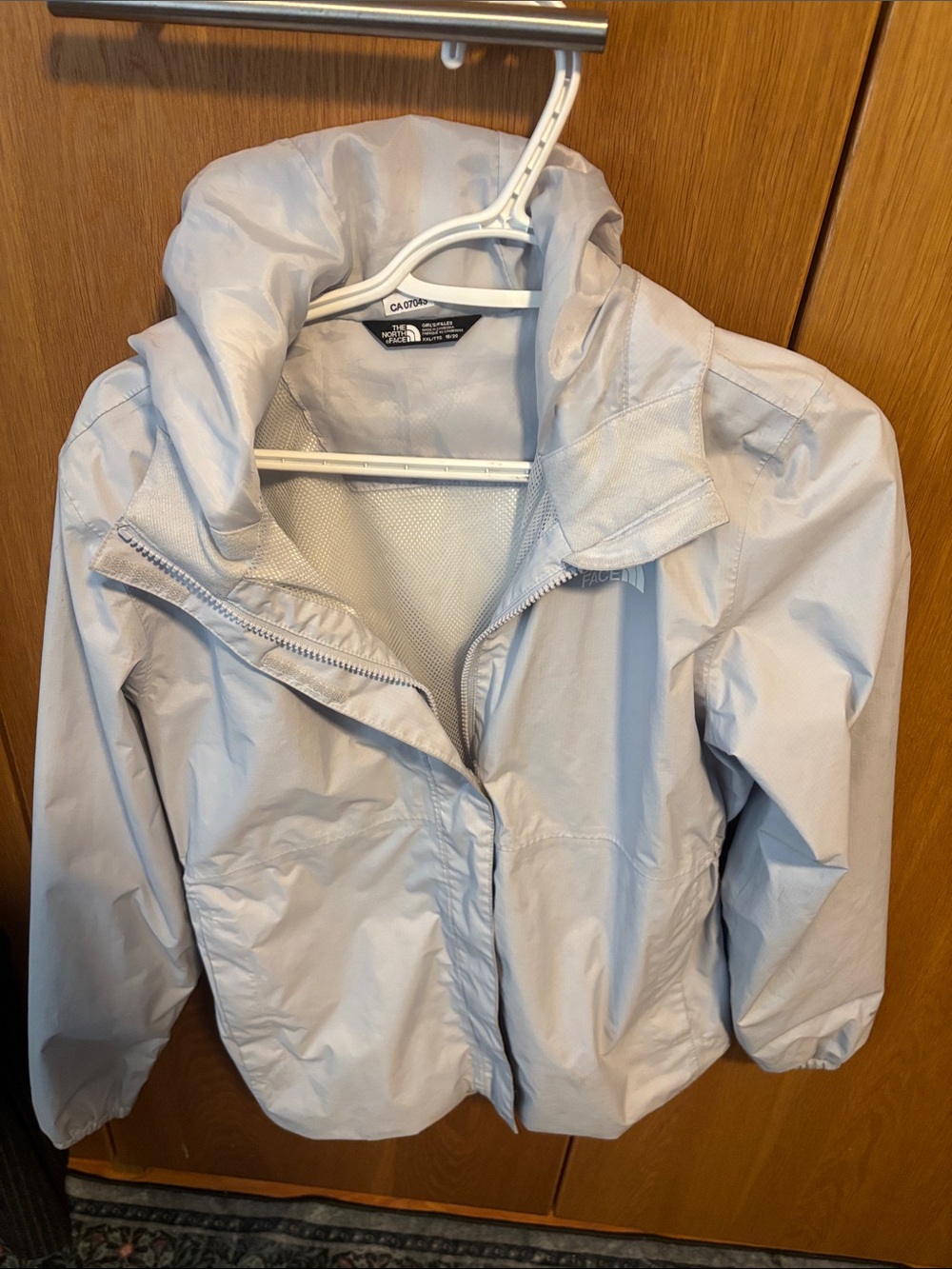 Columbia Kids Light Gray Hooded Packable Rain Jacket